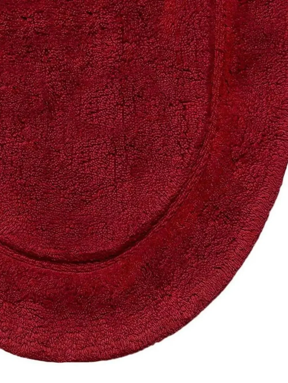 2 PC Superior Oval Solid Non-Skid Washable Cotton Bath Rug Set, Burgundy
